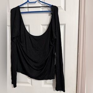 ZYIA Black Namaste Scoop Neck Long Sleeve Top